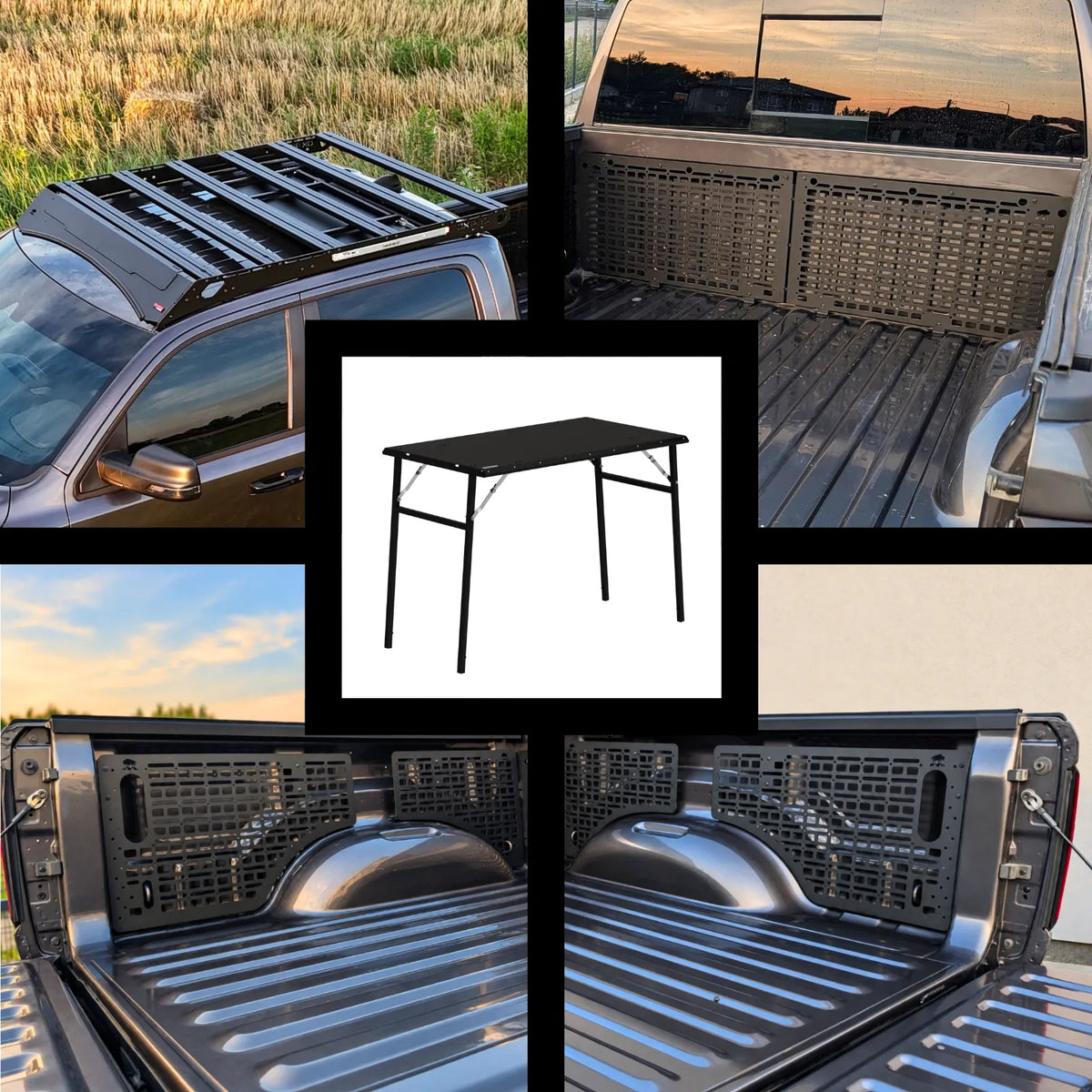 ENSEMBLE : Galerie de toit OX PRO + 4 x panneaux latéraux + 2 x panneaux avant + table - RAM 1500 DT (5e gén.)