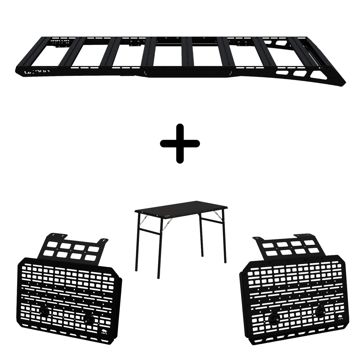 ENSEMBLE : Galerie de toit OX PRO + 2 x nouveaux panneaux (gauche + droit) + table - Defender L663 (110)