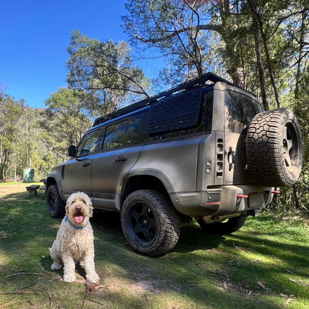 ENSEMBLEÂ : Galerie de toit OX PRO + table de camping - Defender (L663) 110-7-Bison Gear