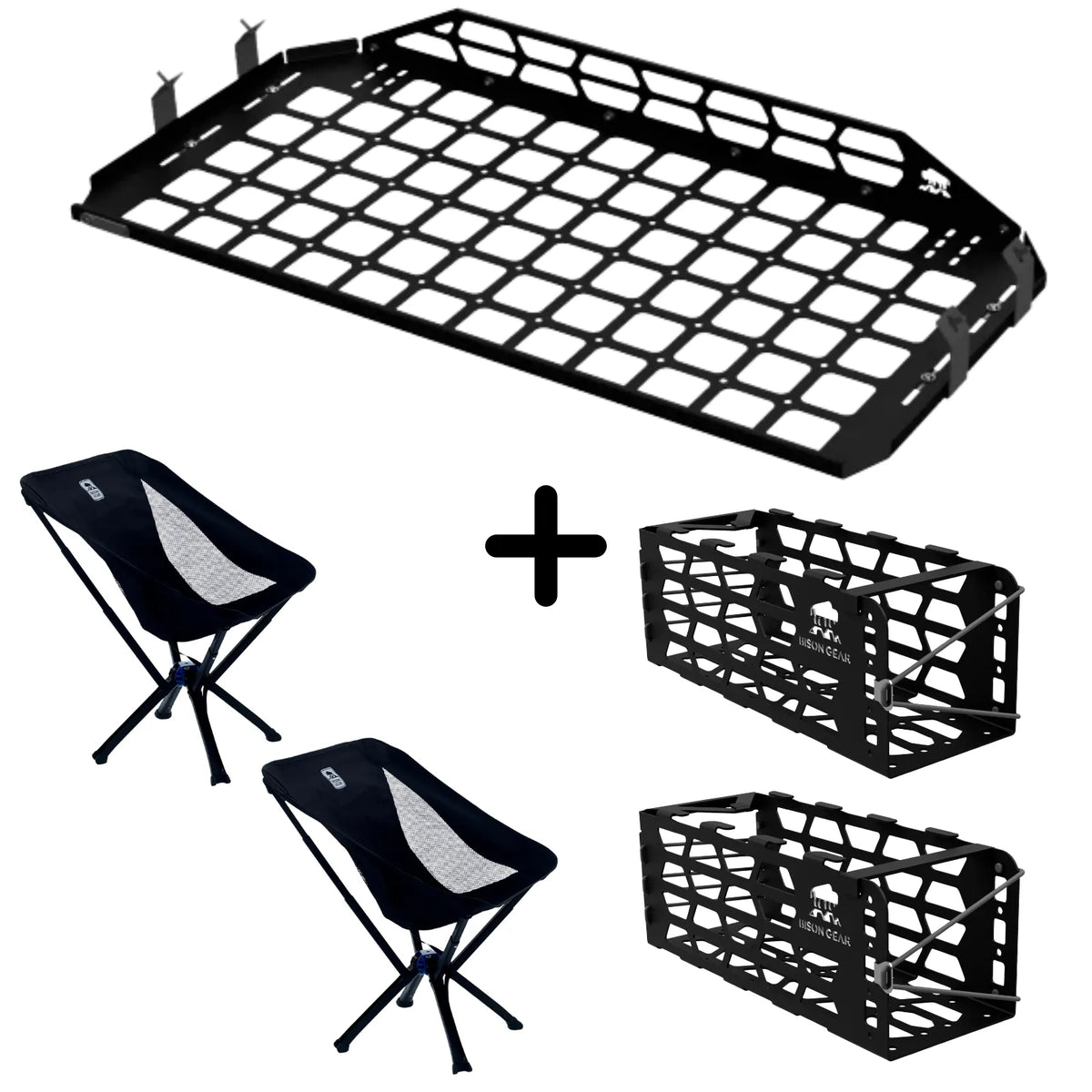 ENSEMBLE : étagère de toit intérieure + 2 x chaises YAK + 2 x rangements pour chaise YAK - LC150/GX460