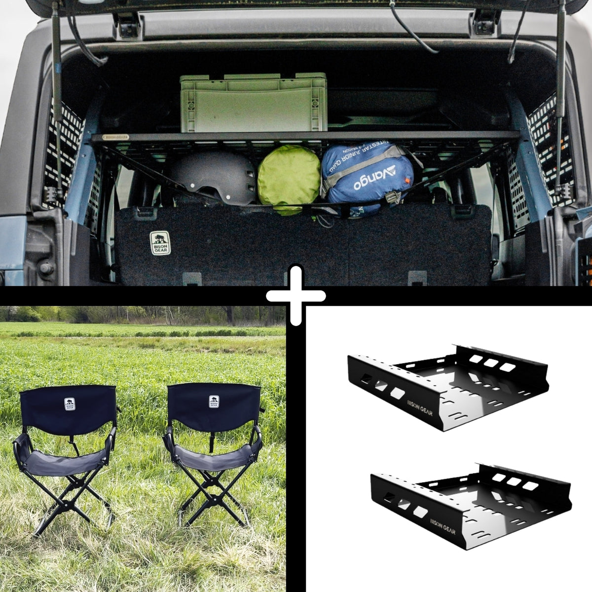 ENSEMBLE : étagère de toit intérieure + 2 chaises ELK + 2 rangements pour chaise - Bronco 6G 4 portes