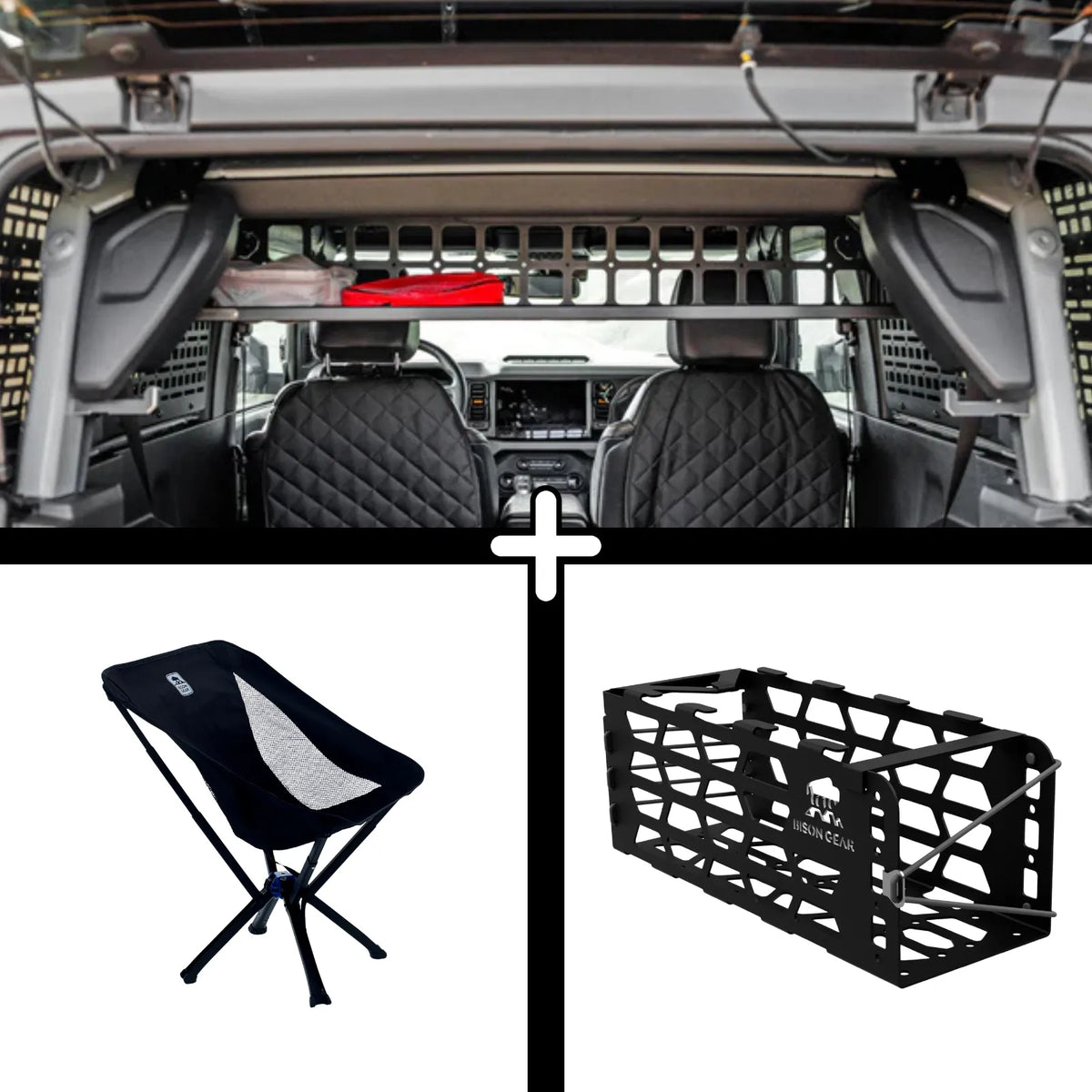 ENSEMBLE : étagère de toit intérieure + chaise YAK + rangement pour chaise YAK - Bronco 6G 2 portes
