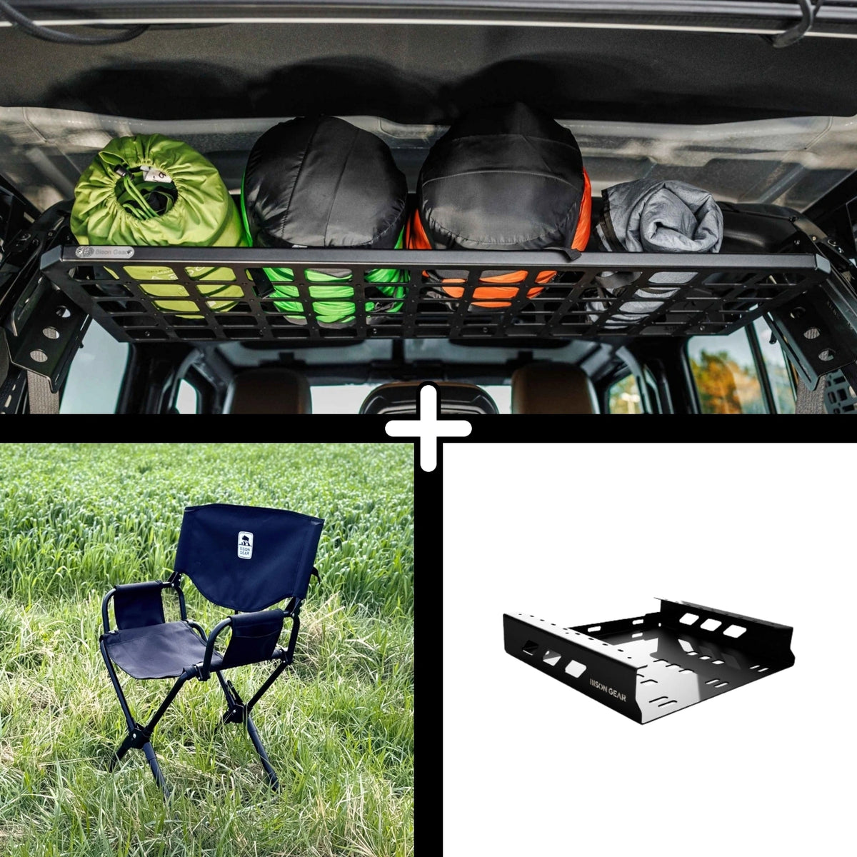 ENSEMBLE : étagère de toit intérieure + chaise ELK + rangement pour chaise - Wrangler JLU
