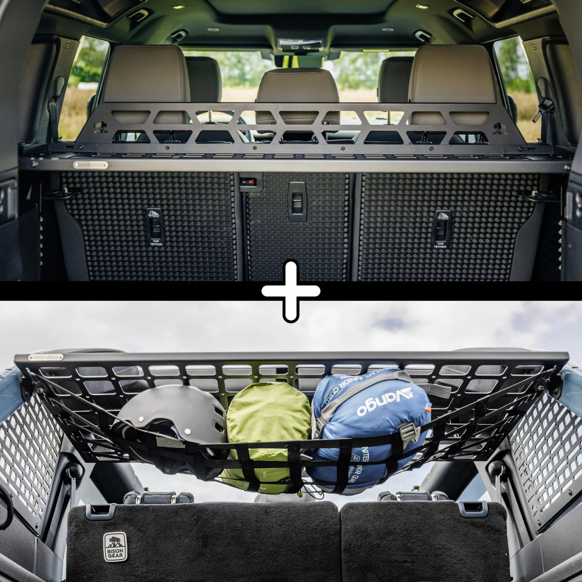 ENSEMBLE : étagère de toit intérieure + filet universel - Defender L663 (110)