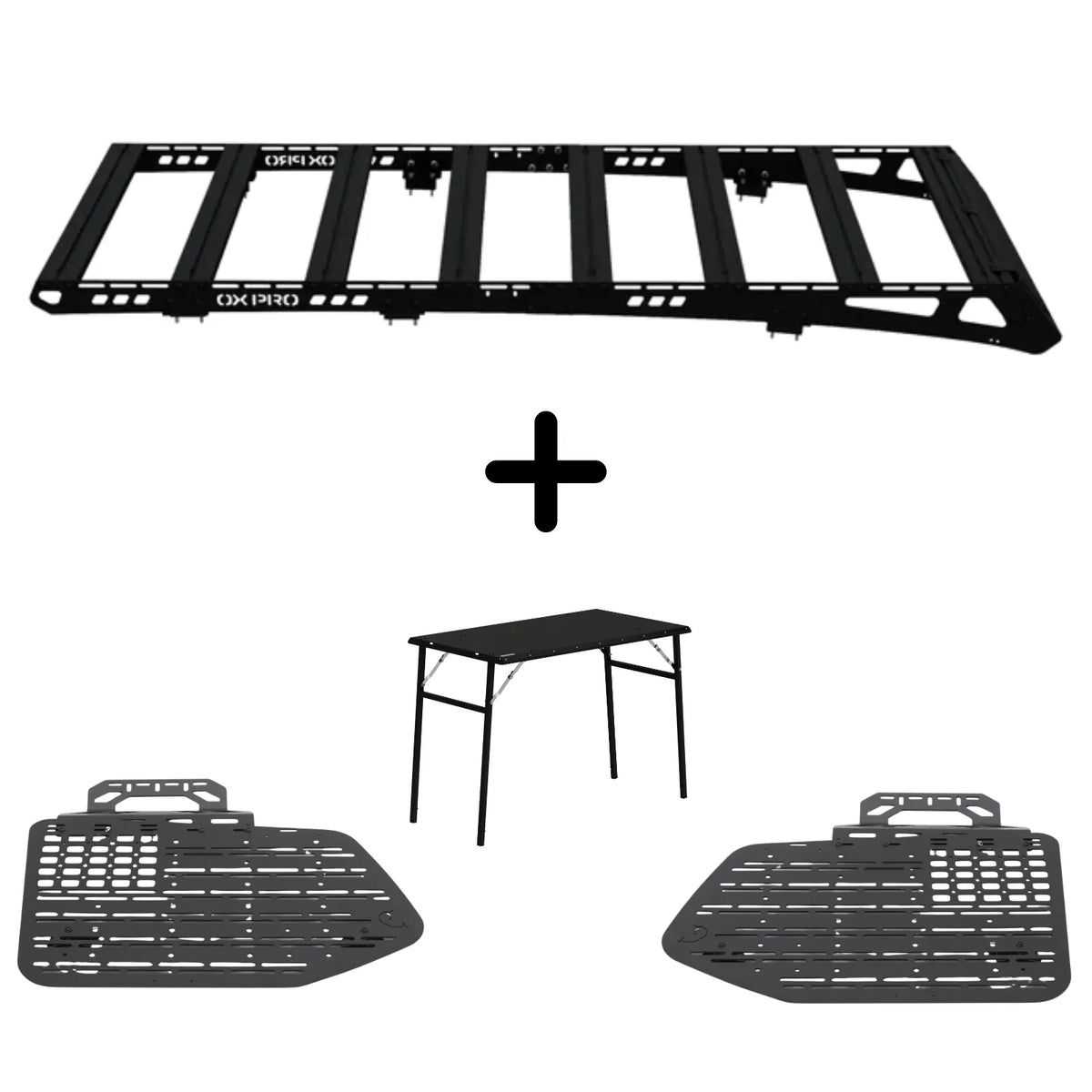 ENSEMBLE : Galerie de toit OX PRO + panneaux (gauche + droit) + table - LC120/GX470