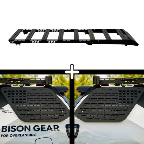 ENSEMBLE : Galerie de toit OX PRO + 2 panneaux MOLLE profil bas - 4Runner 5e gén.-1-Bison Gear