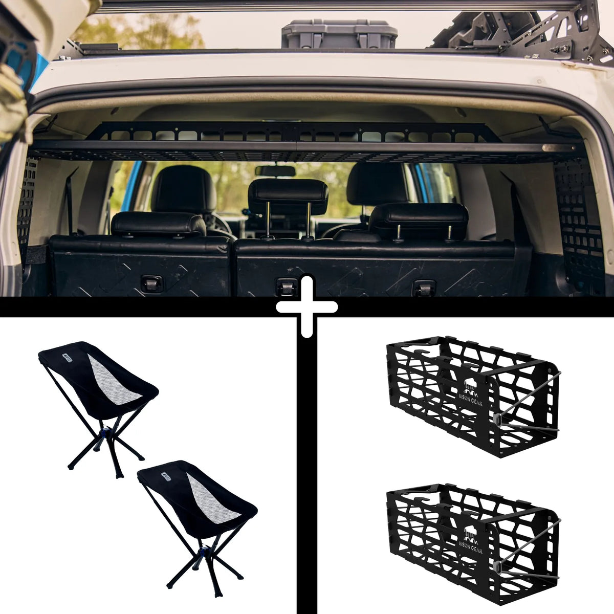 ENSEMBLE : étagère de toit intérieure + 2 x chaises YAK + 2 x rangements pour chaise YAK - FJ Cruiser