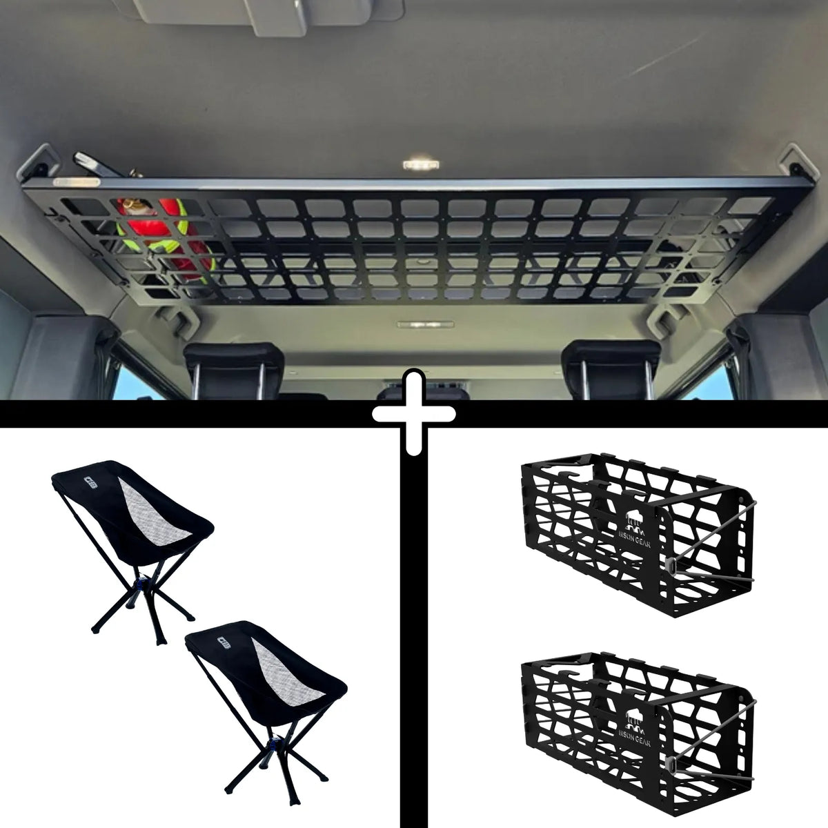 ENSEMBLE : étagère de toit intérieure + 2 x chaises YAK + 2 x rangements pour chaise YAK - Grenadier