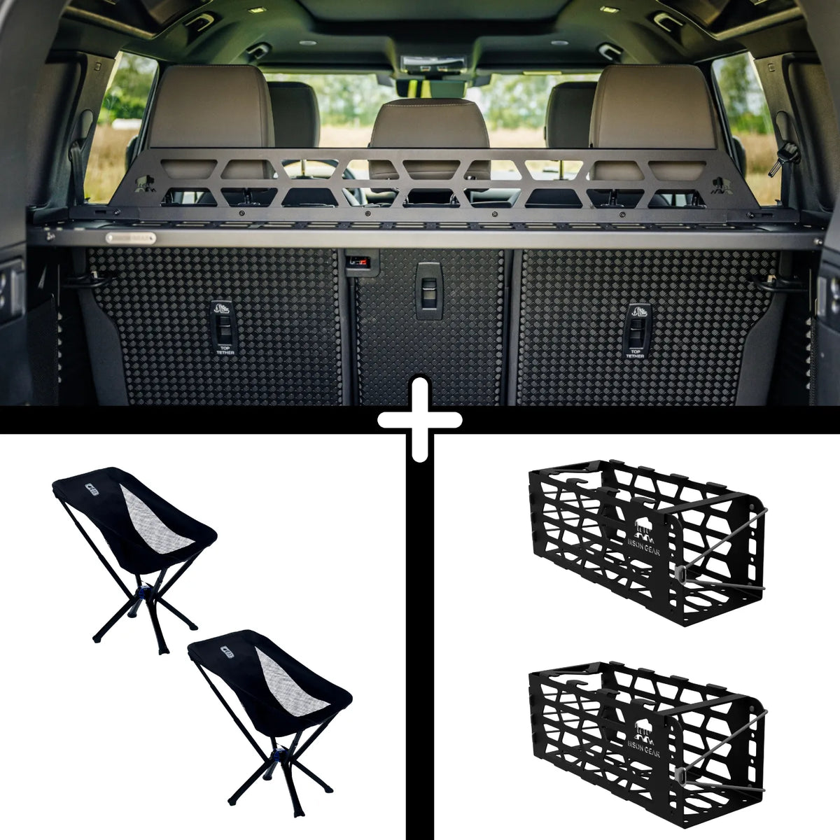 ENSEMBLE : étagère de toit intérieure + 2 x chaises YAK + 2 x rangements pour chaise YAK - Defender L663 (110)