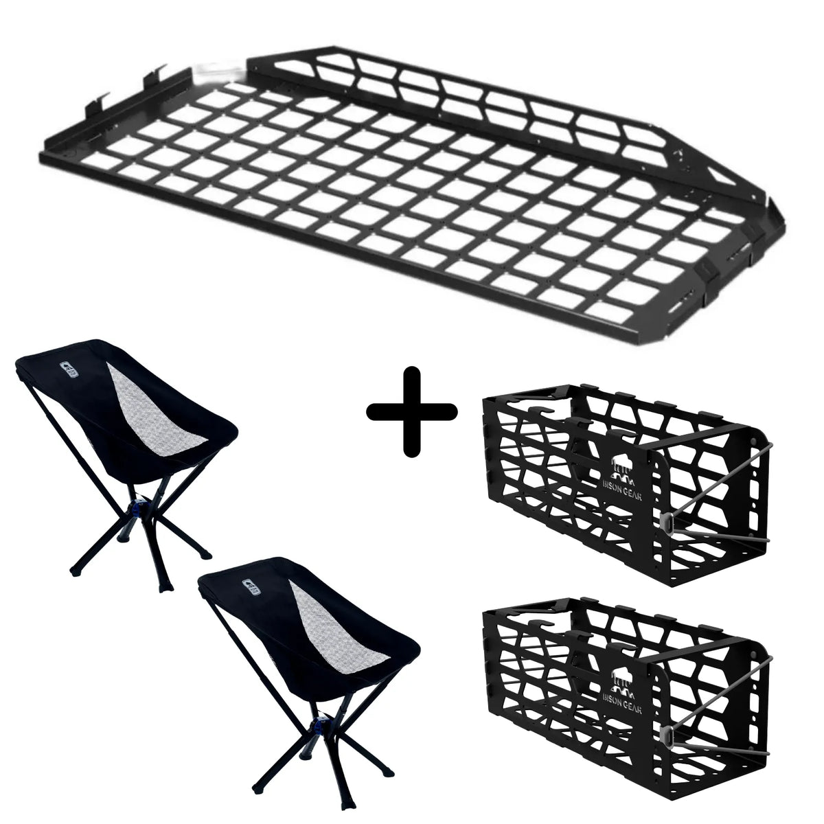 ENSEMBLE : étagère de toit intérieure + 2 x chaises YAK + 2 x rangements pour chaise YAK - LC120/GX470