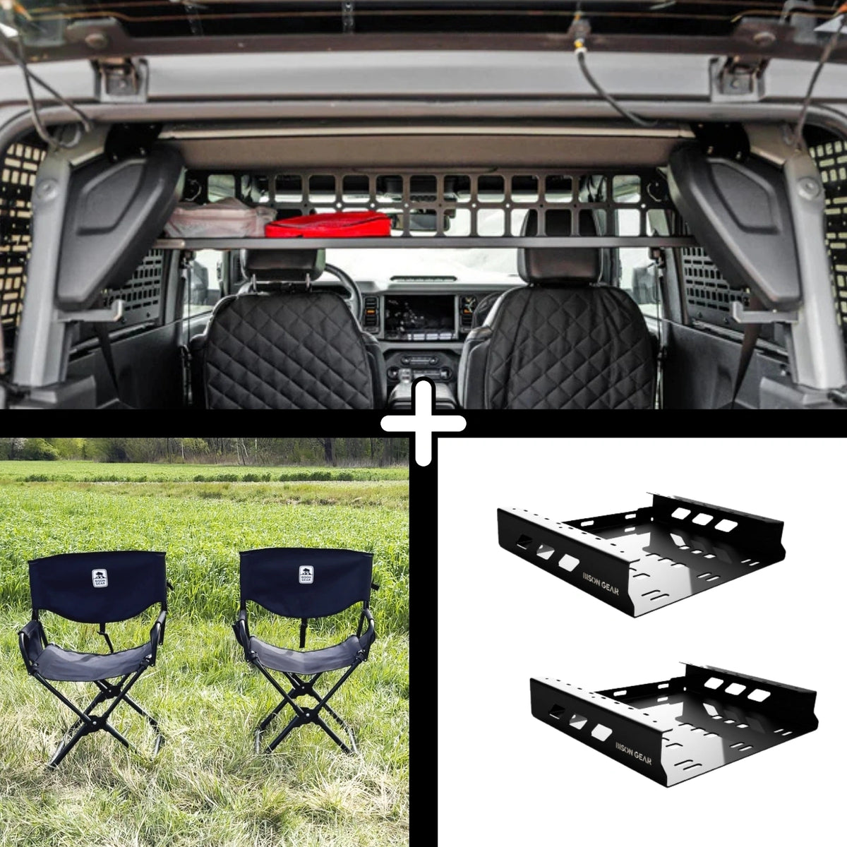 ENSEMBLE : étagère de toit intérieure + 2 chaises ELK + 2 rangements pour chaise - Bronco 6G 2 portes