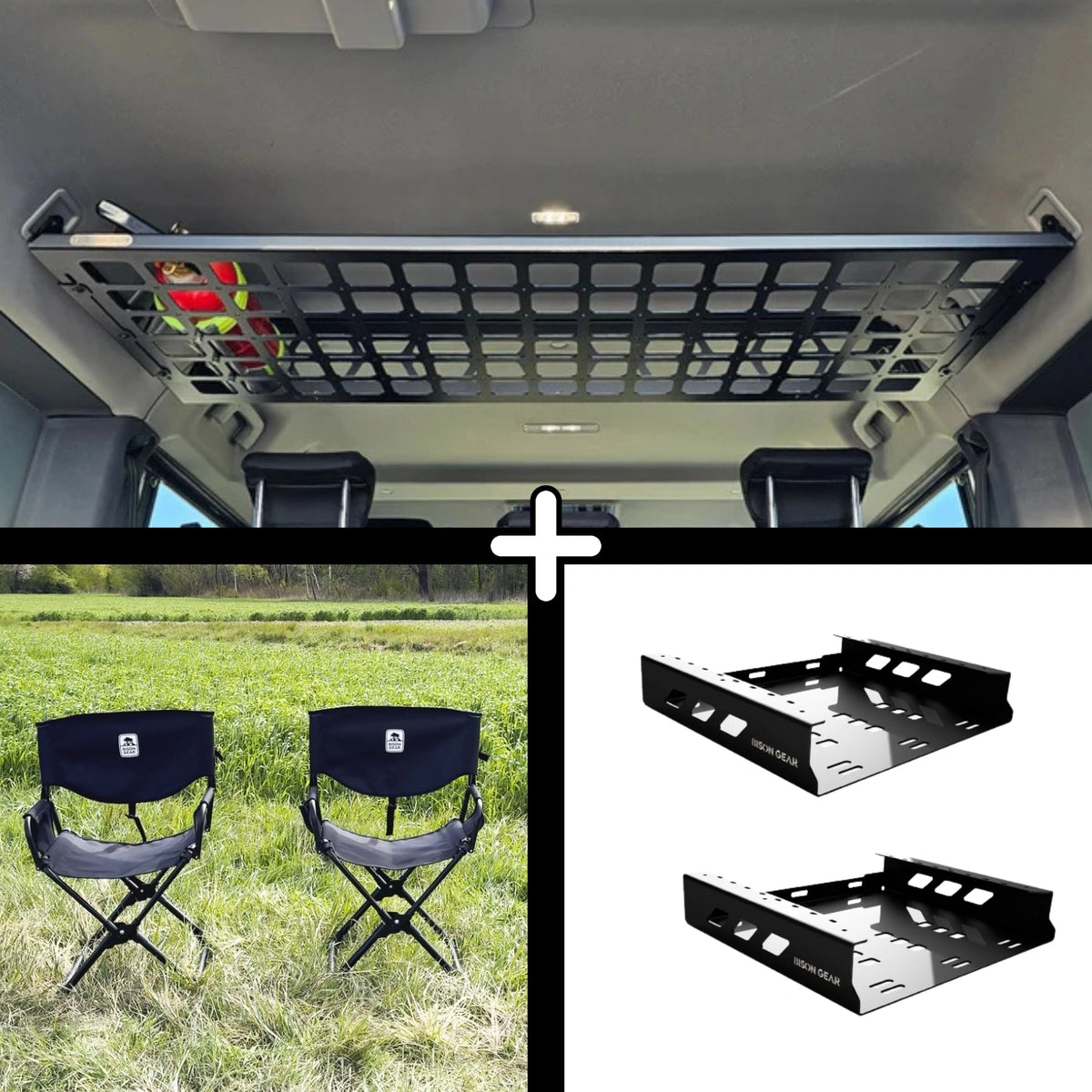 ENSEMBLE : étagère de toit intérieure + 2 chaises ELK + 2 rangements pour chaise - Grenadier (Utility)