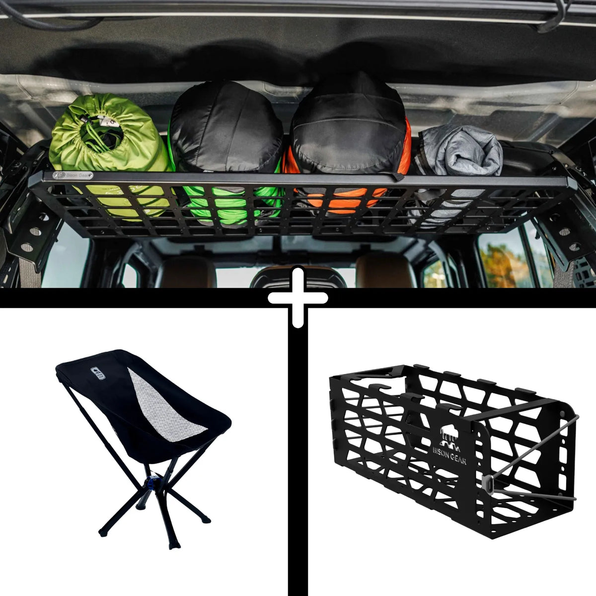ENSEMBLE : étagère de toit intérieure + chaise YAK + rangement pour chaise YAK - Wrangler JLU