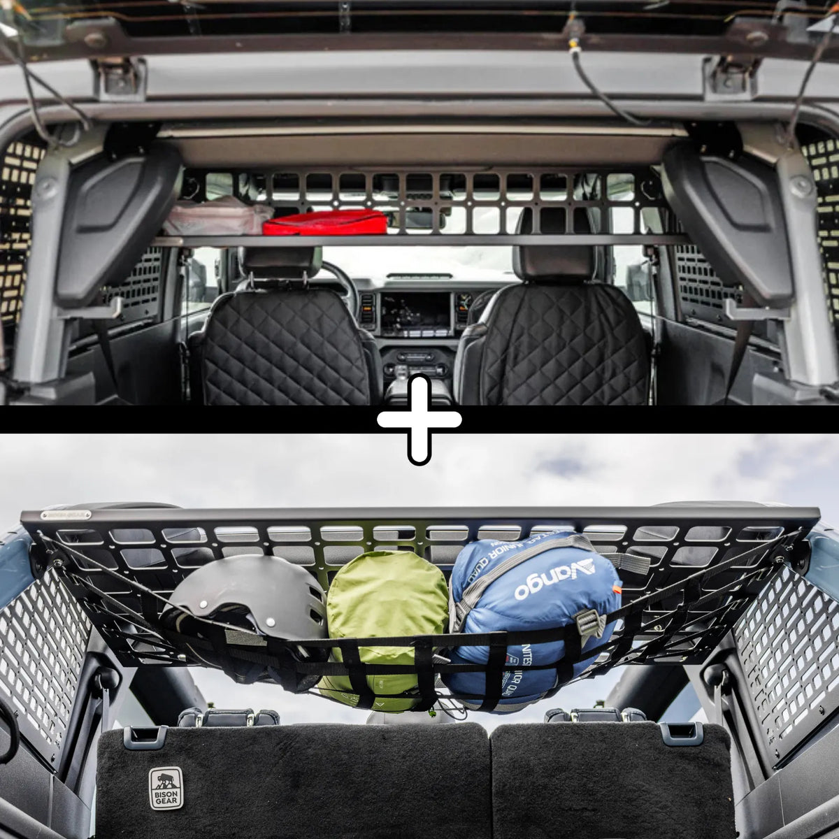 ENSEMBLE : étagère de toit intérieure + filet universel - Bronco 6G 2 portes